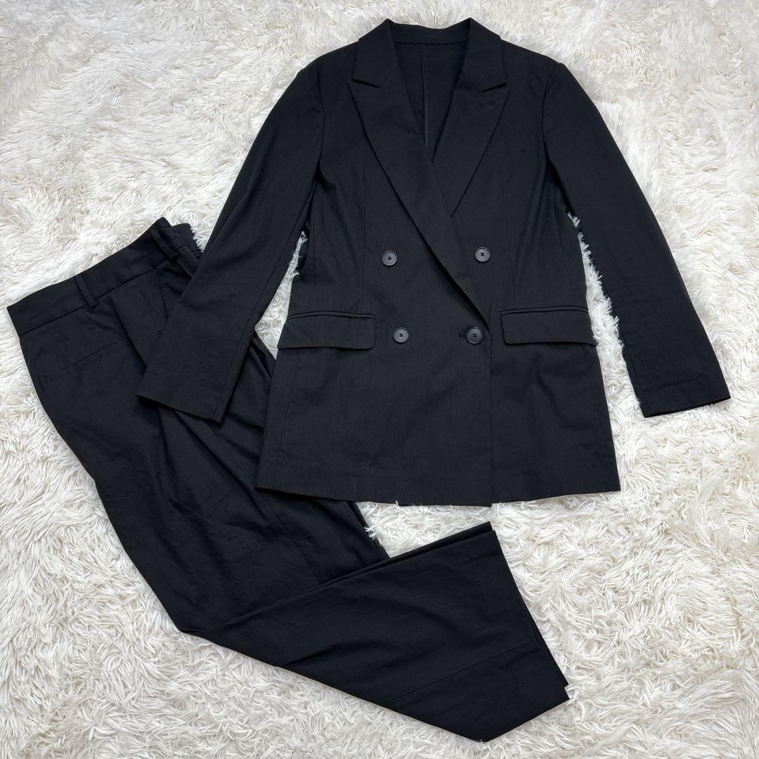【極美品】23区　セットアップ　ダブル　リネン混　ストレッチ　ブラック　S　36