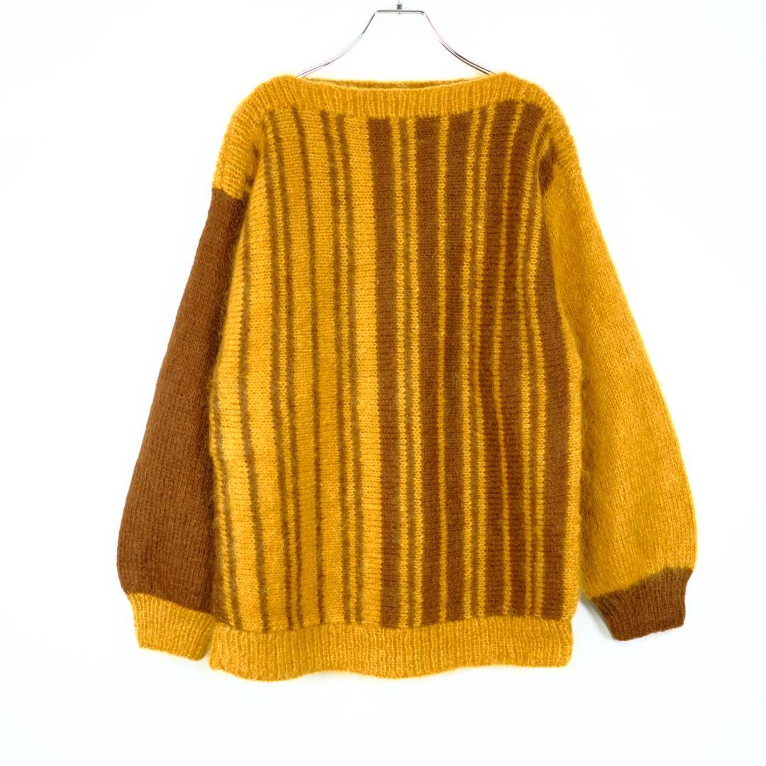 1970s ユーロヴィンテージ　モヘアデザインニットセーター　ボートネック