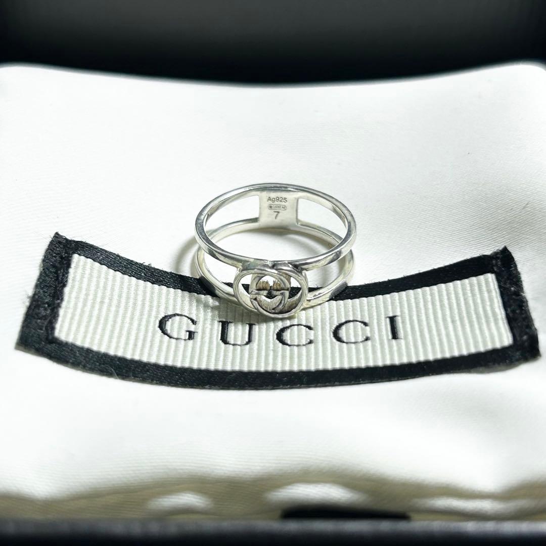 GUCCI グッチ　オープンバンド　リング　7号　指輪　シルバー　ユニセックス
