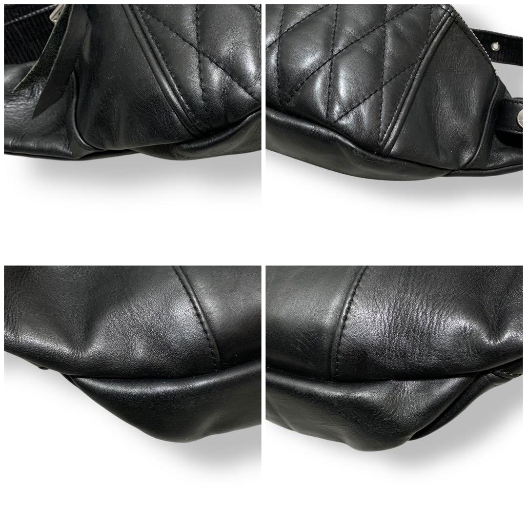 ショット SCHOTT ボディバッグ キルティング レザー 斜めがけ ブラック