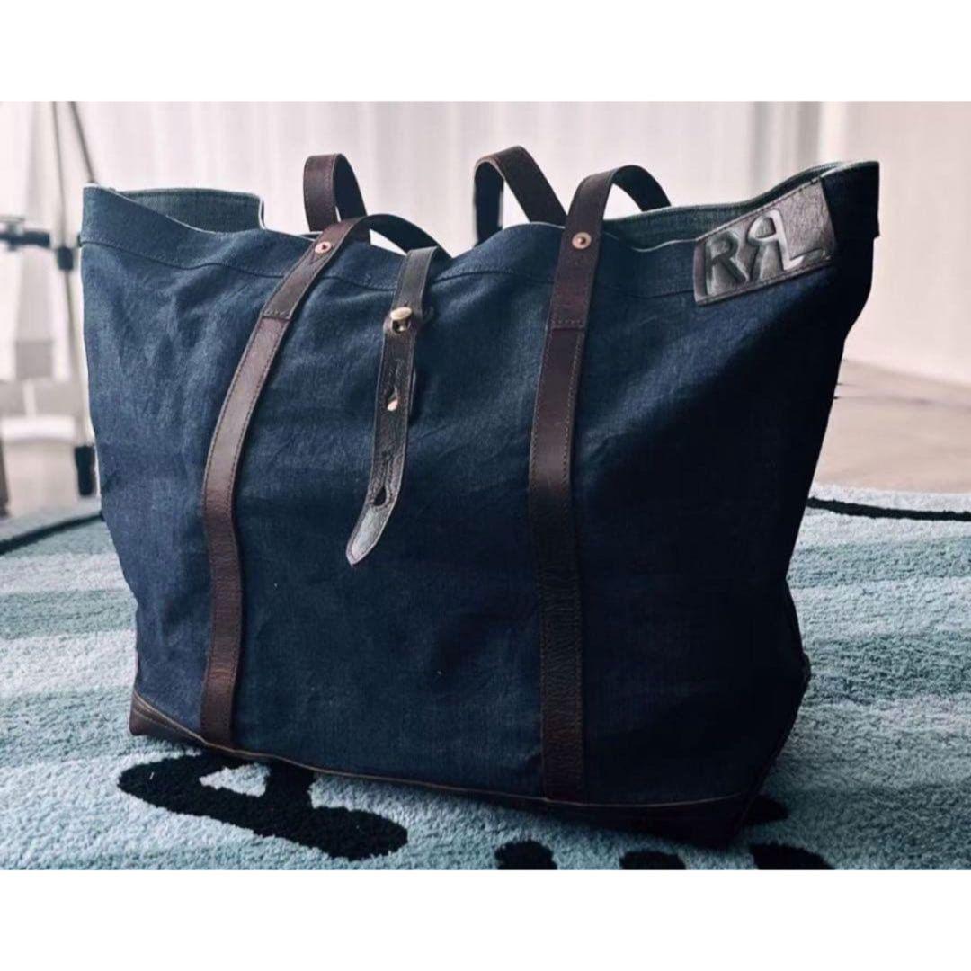 RRL ダブルアールエル　レザートリム デニム トート ダークブラウン RRL ダブルアールエル USED加工 レザートリム デニム トートバッグ