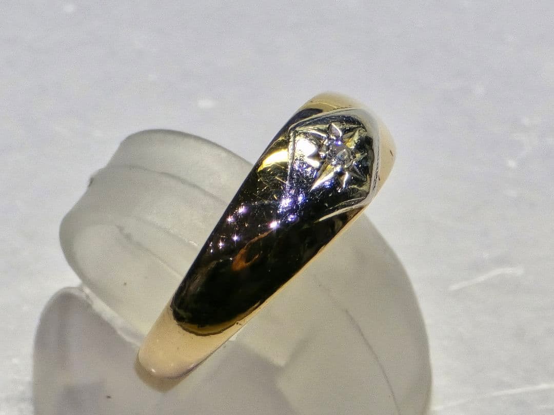 稀少品 甲丸 ダイヤ0.02 K18/プラチナ 2.2g 9.5号 リング