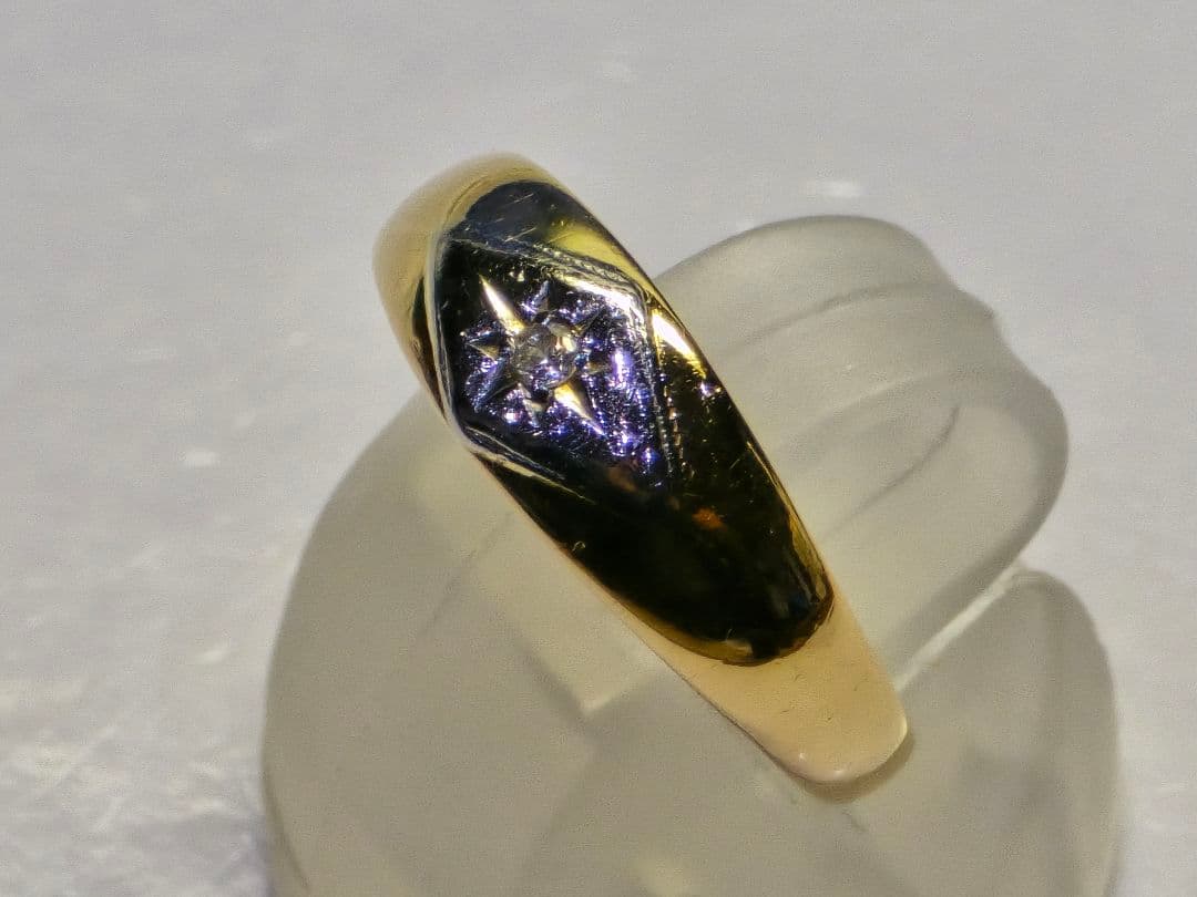 稀少品 甲丸 ダイヤ0.02 K18/プラチナ 2.2g 9.5号 リング