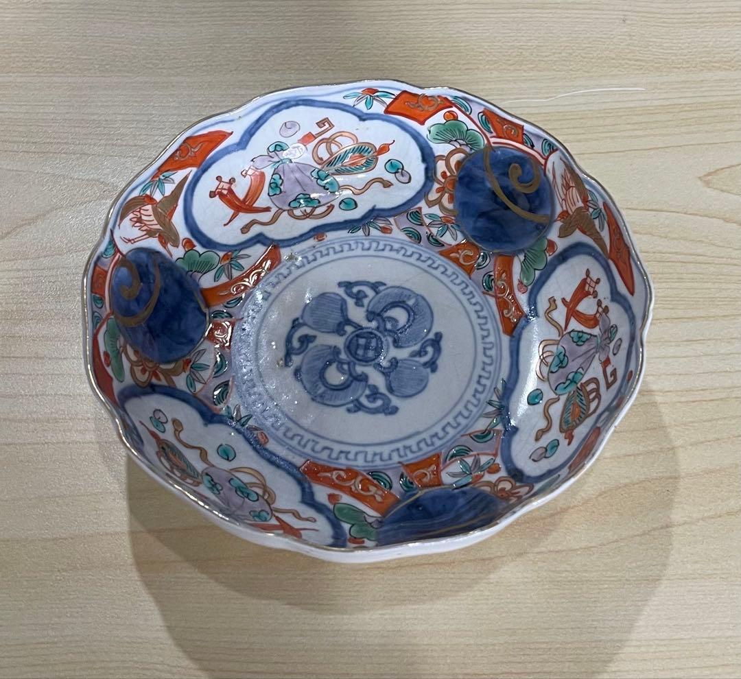 色絵 古伊万里 金彩 陶器 有田焼 時代物 アンティーク メイン鉢 金襴手