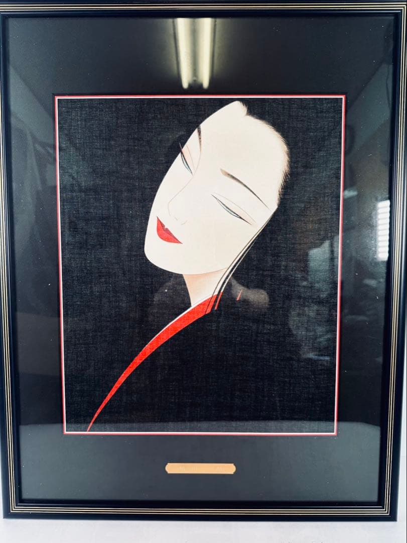 【希少品】鶴田一郎　ヒロイン　絵画　日本女性　額入り　年代物　保管品　骨董