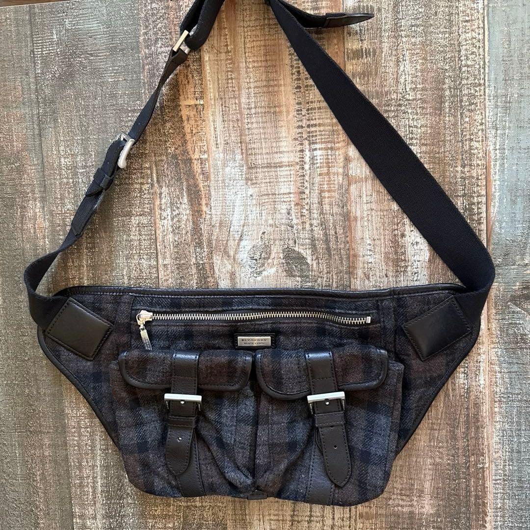 Burberry ブラックレーベル ウエストバッグ　ウール チェック BURBERRY（バーバリー） 美品 ブラックレーベル ウエストバッグ ボディ