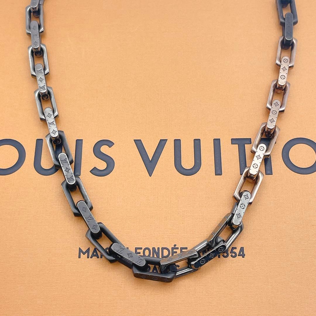 LOUIS VUITTON コリエ　チェーン　ネックレス　モノグラム　ブラック