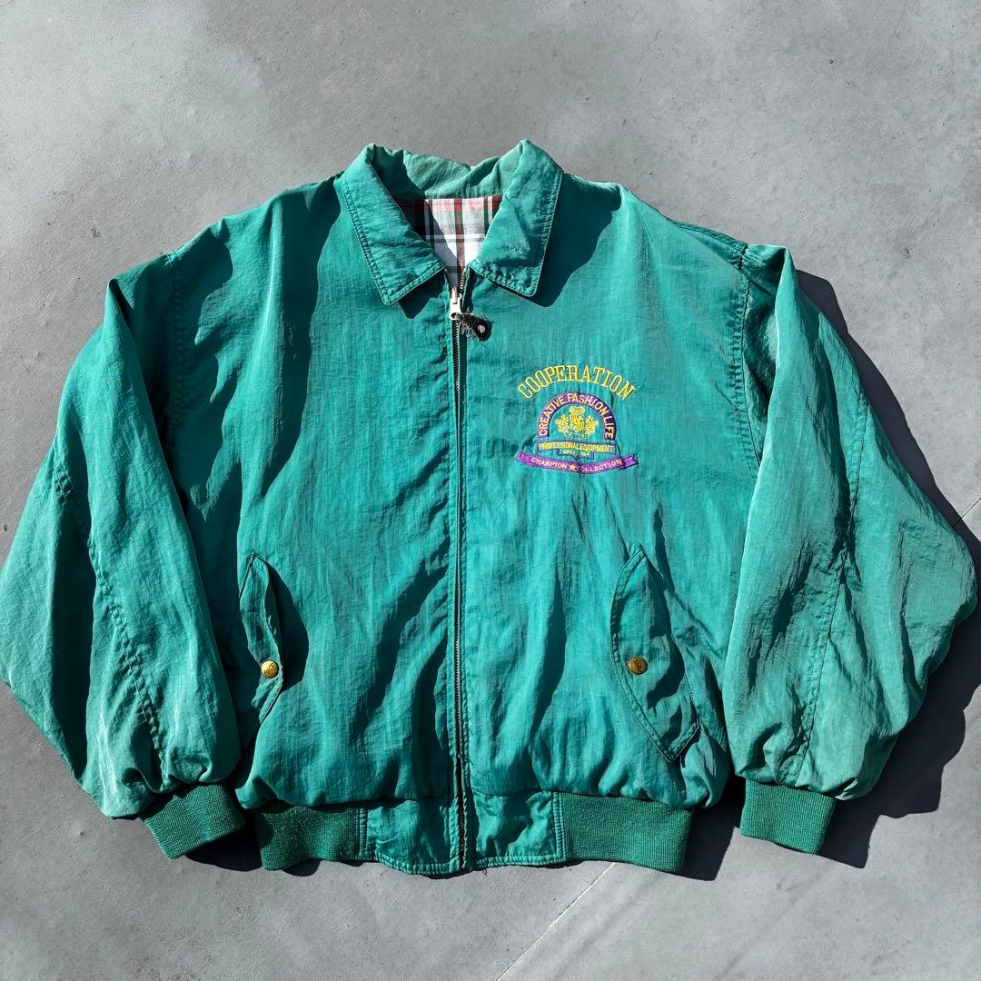 佐*藤様 90s VINTAGE リバーシブル スイングトップ 刺繍ロゴ 緑 チ