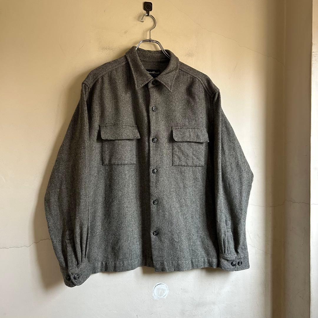 USA Eddie Bauer ヘリンボーン ネルシャツ エディバウアー