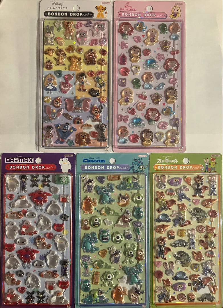 【正規品】ディズニー　ボンボンドロップシール　５種