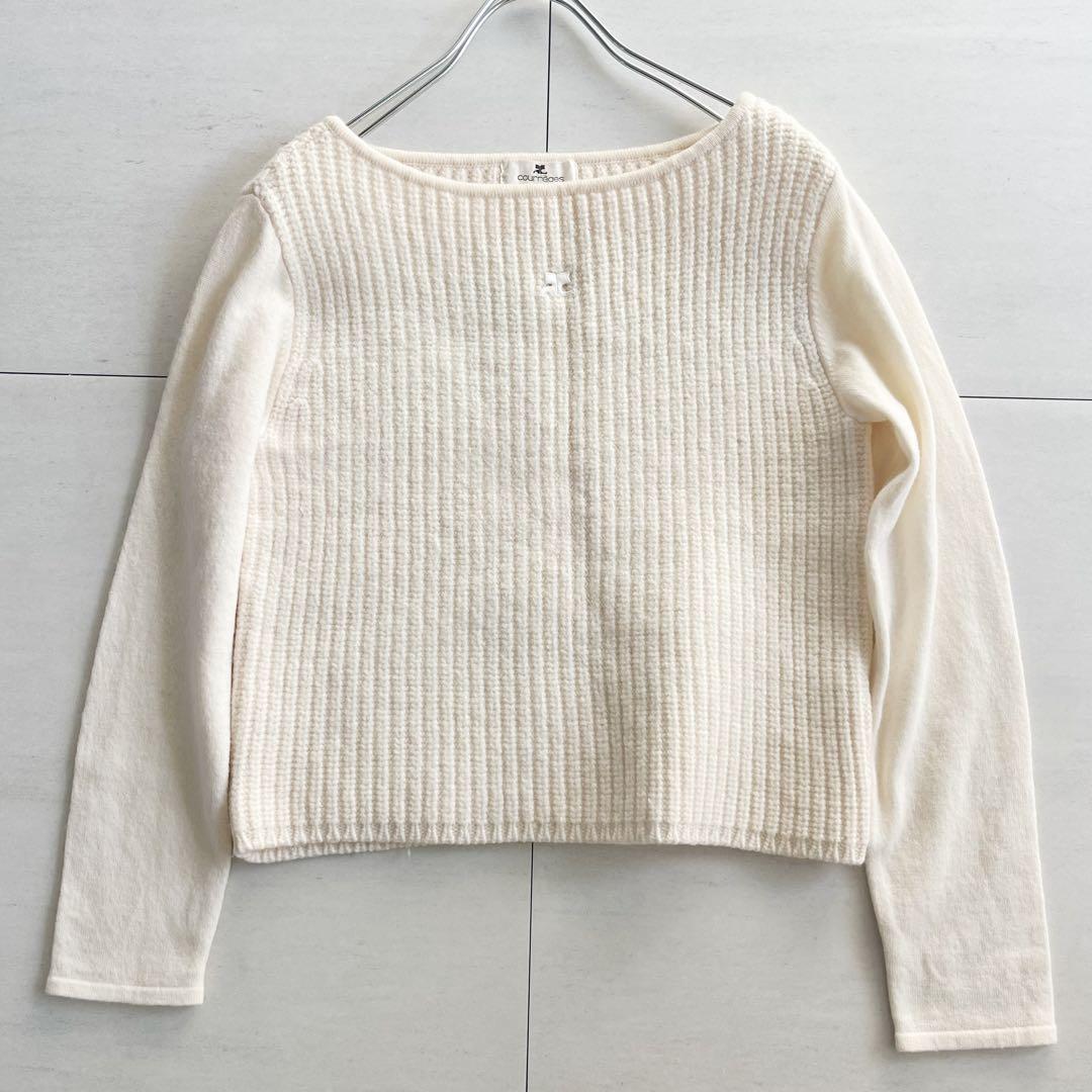 クレージュ 刺繍入り 長袖ウール リブニットセーター