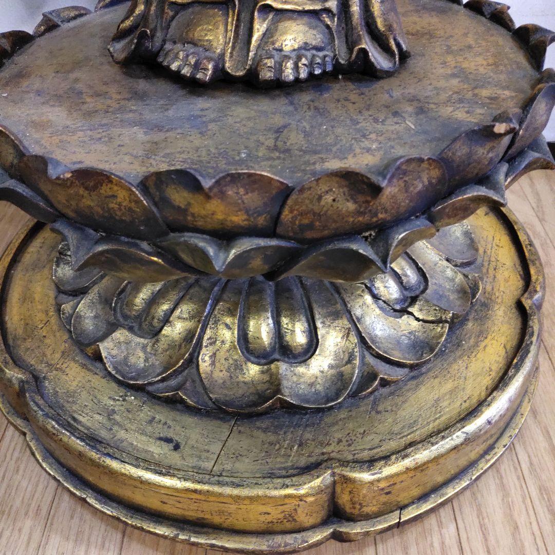 阿弥陀佛 仏像 寺仏 鍍金仏 全高約110cm 香木 廃寺流れ コレクター放出