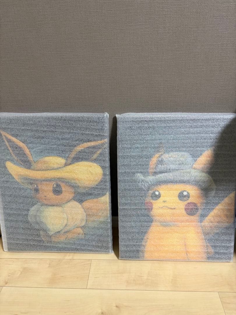 ゴッホピカチュウ イーブイ キャンバスアート Sサイズ 絵画 セット売り