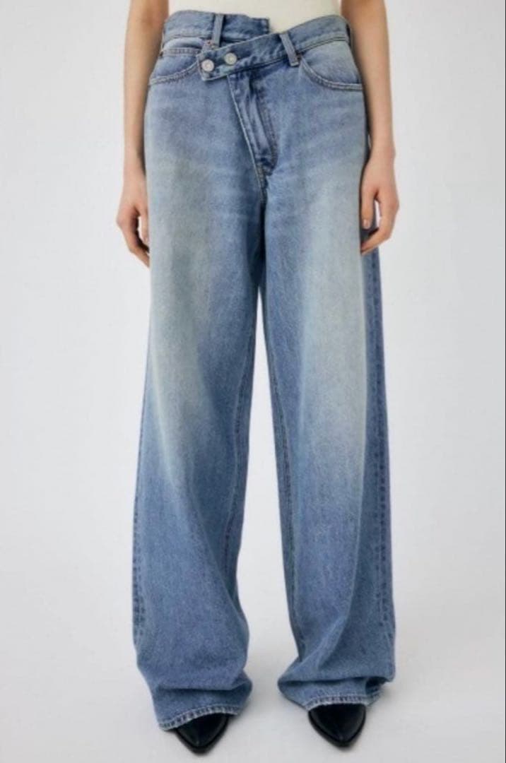 moussy クロスウエストワイドストレートデニム　ライトブルー 1
