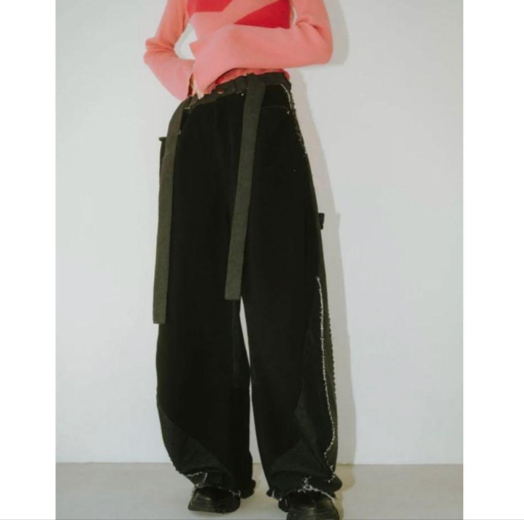 Knuth Marf ツーバックルパッチワークデニム ブラック ユニセックス Knuth Marf（クヌースマーフ）の「【Knuth Marf/クヌースマーフ