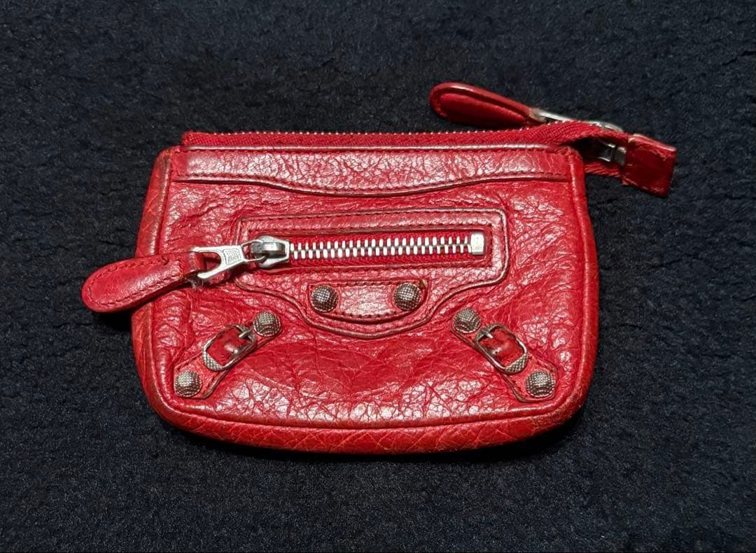 希少 バレンシアガ 財布 ケース 赤 レッド ヴィンテージ