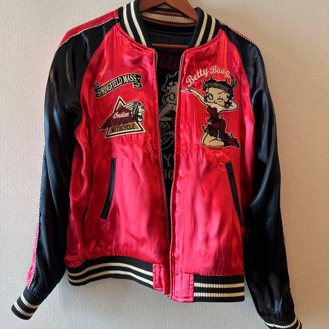 希少スカジャン インディアンモトサイクル リバーシブル 刺繍 コラボ