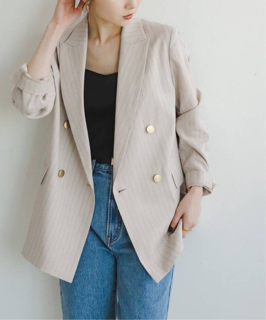 NOBLE 麻ストレッチピークドラペルダブルジャケット✖️ 麻ストレッチパンツ