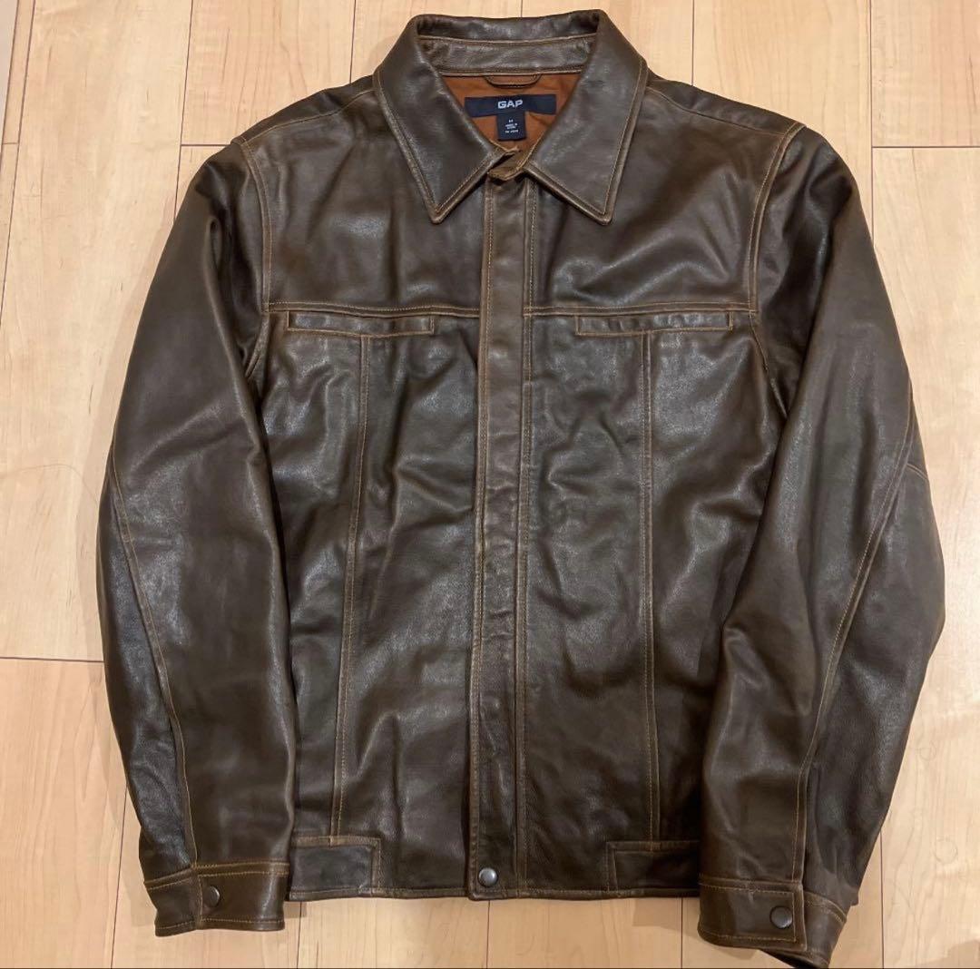 OLD GAP レザージャケット 本革 ライダース ダブルジップ　短丈
