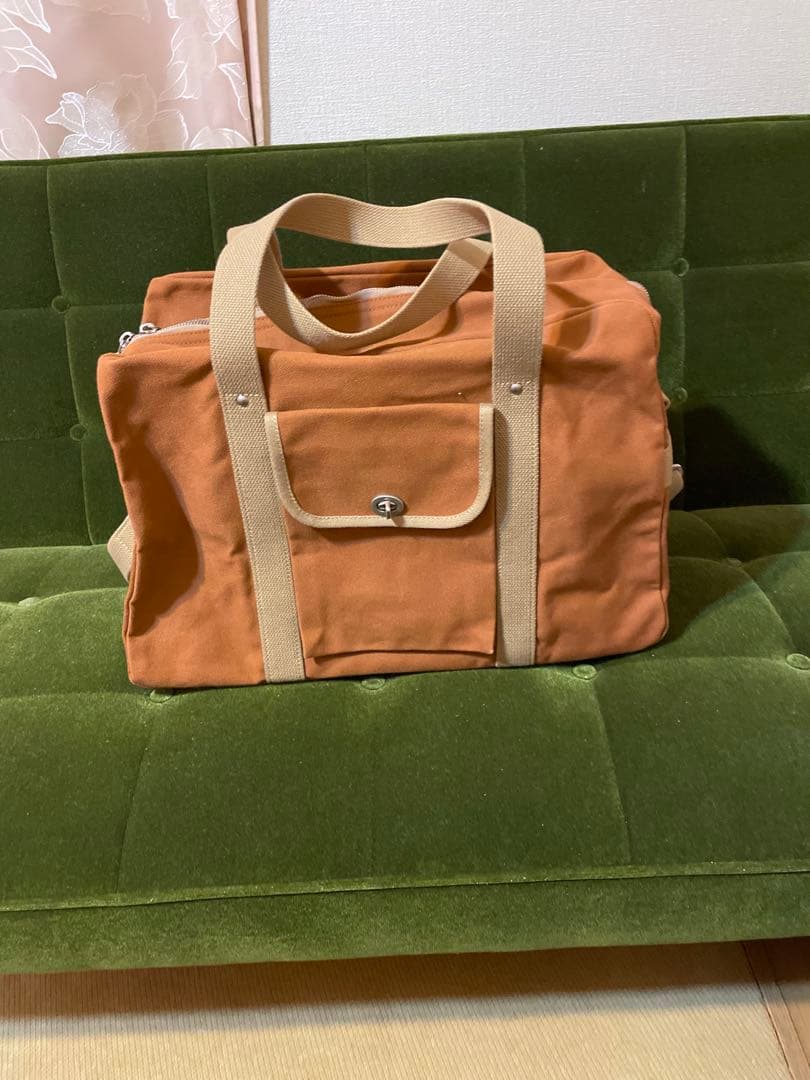 信三郎帆布 オレンジ ボストンバッグ