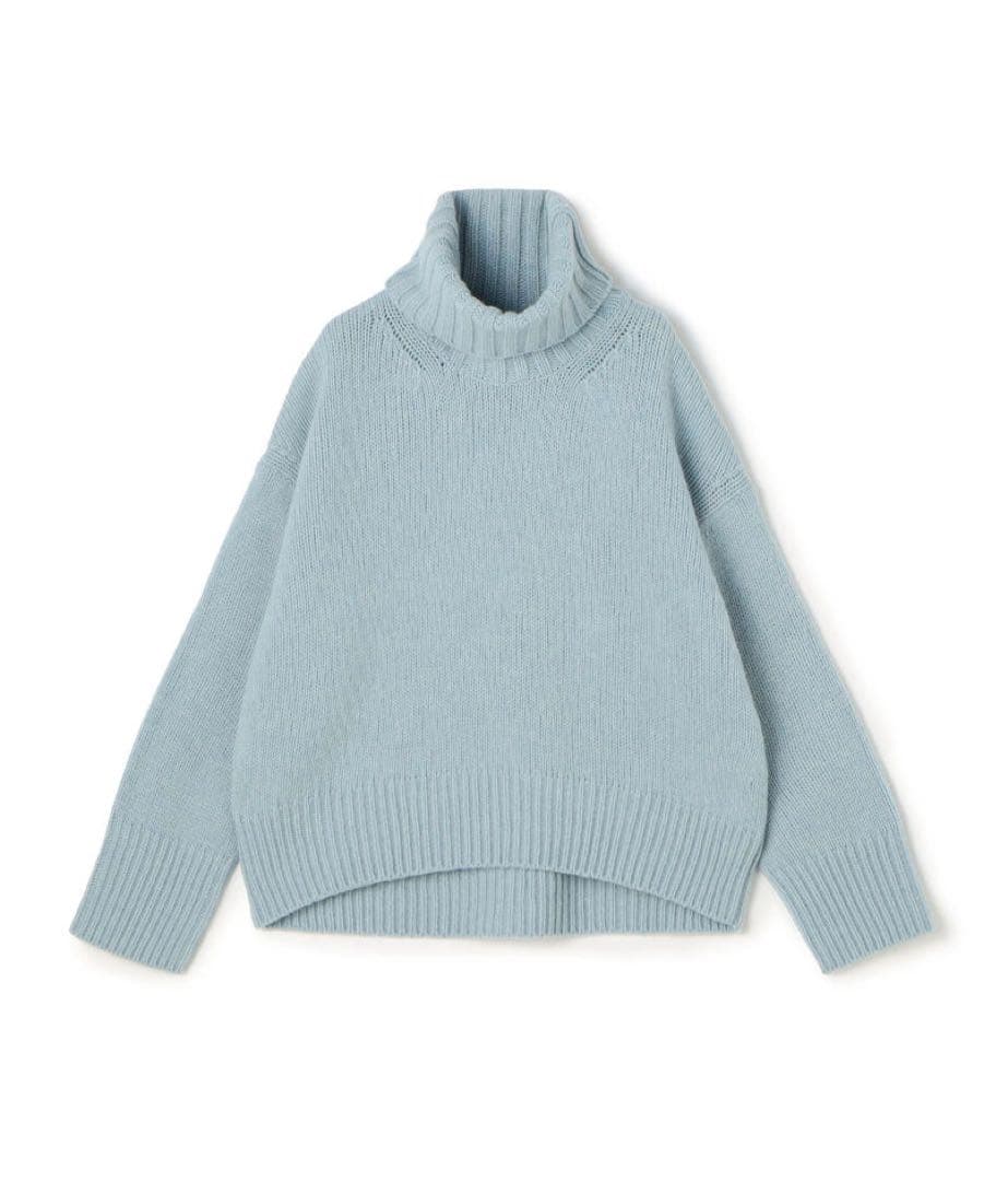 美品　ギャルリーヴィー ファインウールハイネックニットプルオーバー S ブルー