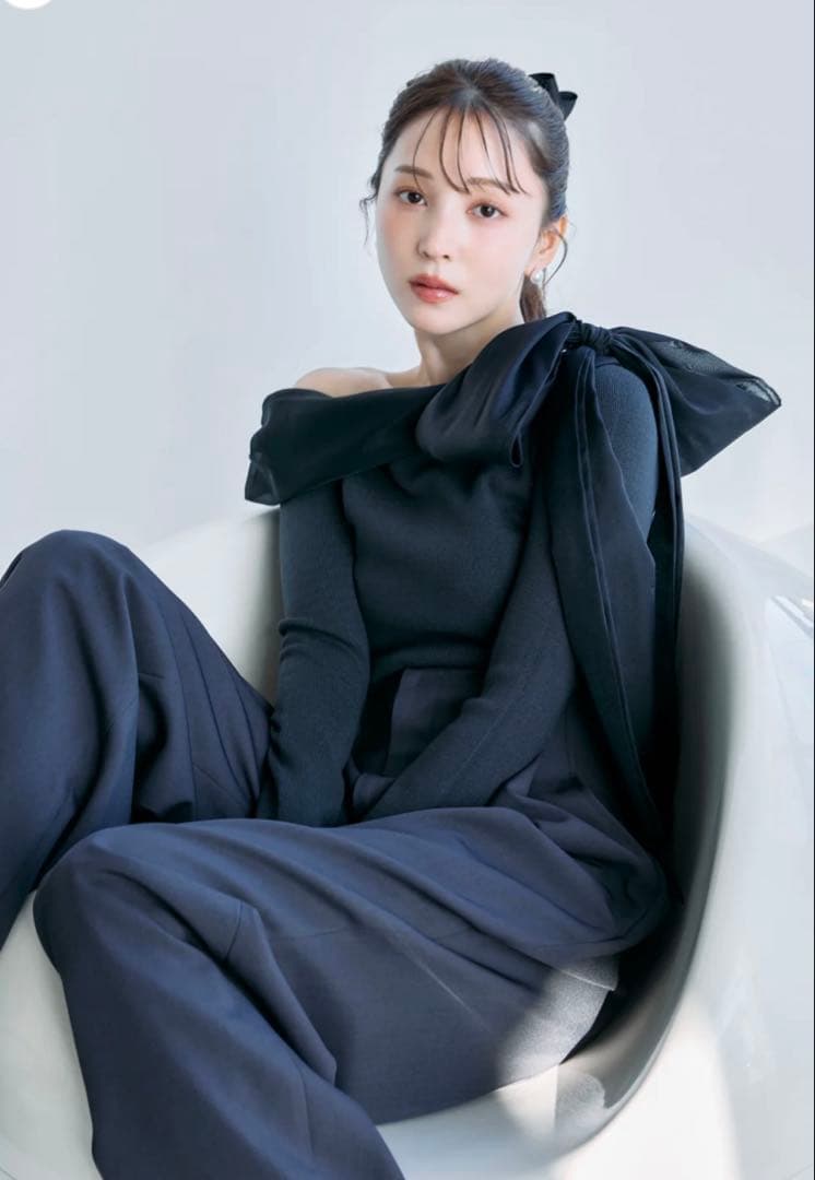 ボリュームリボンワンショルダーニット　polaura ポローラ