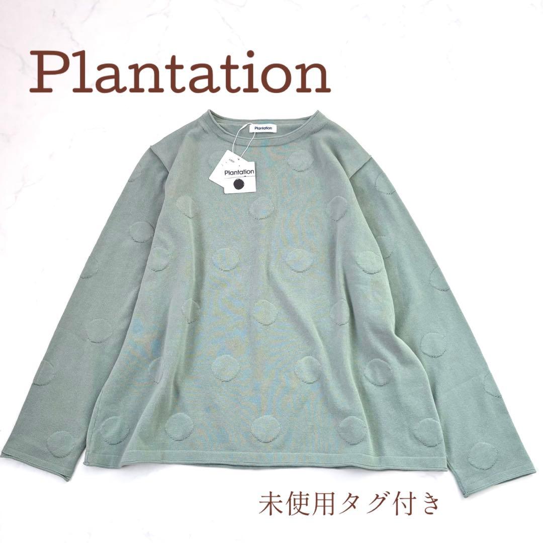 【未使用タグ付き】プランテーション デコドットニット くすみカラー