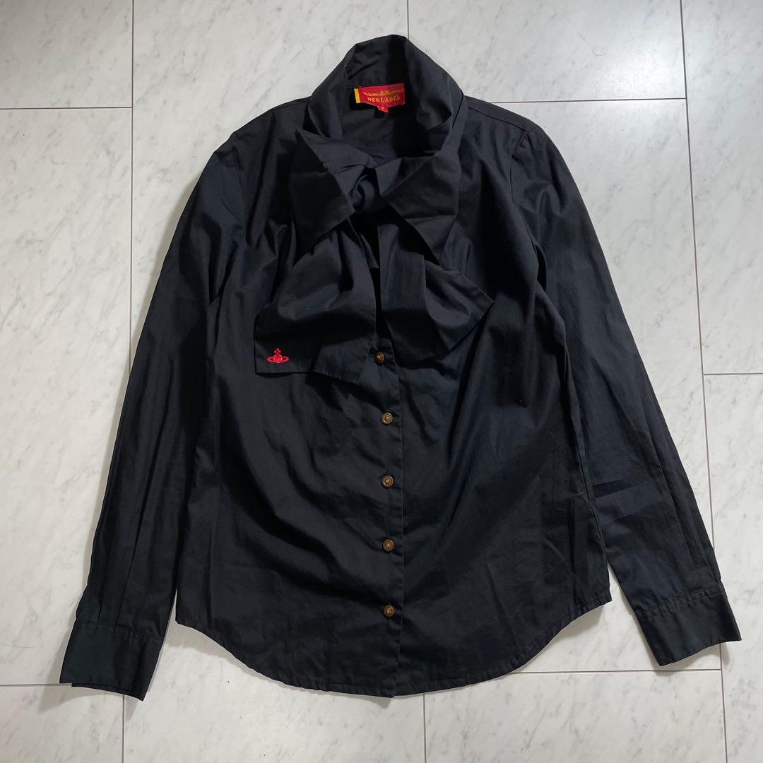 ヴィヴィアンウエストウッド ボウタイブラウス 長袖シャツ オーブ刺繍 リボン 中古・古着通販】Vivienne Westwood (ヴィヴィアンウエストウッド