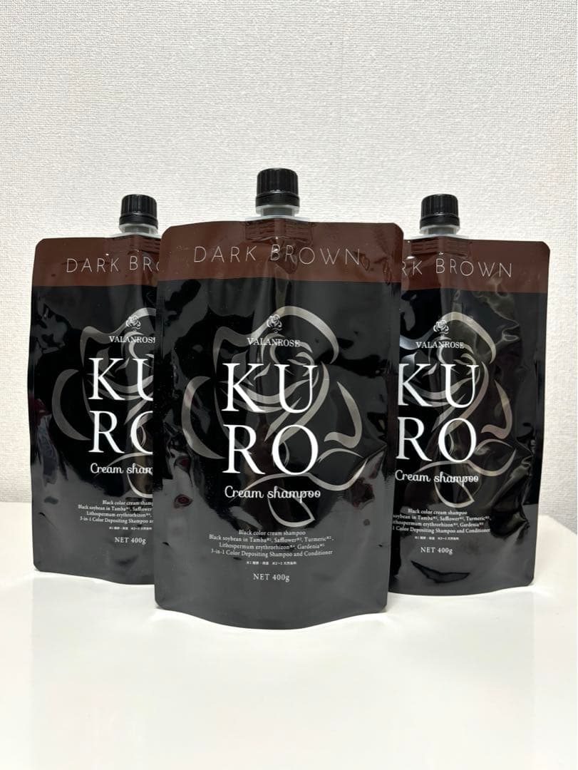 バランローズKUROクリームシャンプー　ダークブラウン400g ３個セット