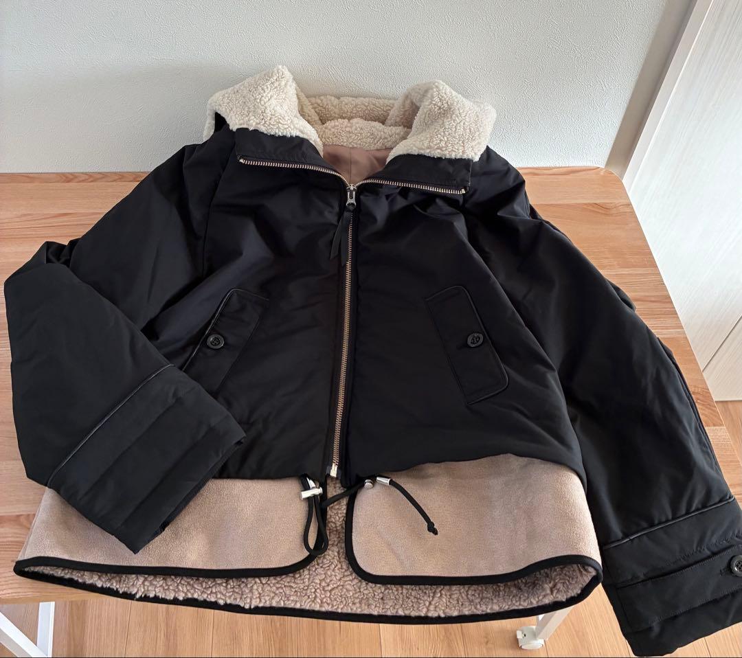 Lallia Mu ラリアムー バイカラー ヘムショートフード コート