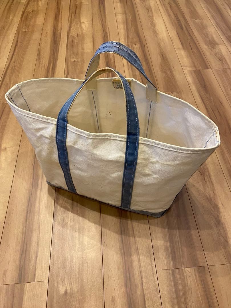 80s エルエルビーン　トートバッグ　2色タグ ネイビー　フェード　L 襤褸 エルエルビーン トートバッグ 80s ネイビー ギザタグ 2色タグ XLサイズ