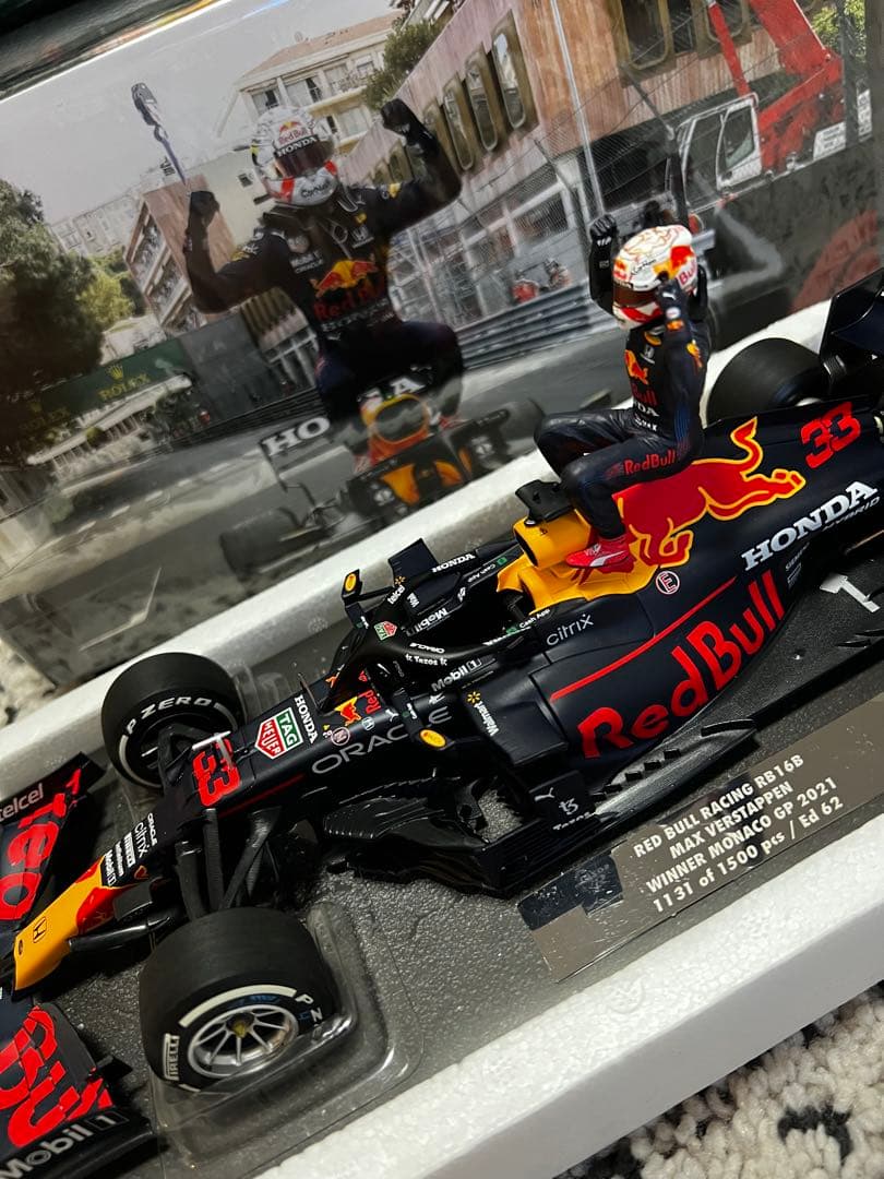 美品 MVショップ 1/18 マックス・フェルスタッペン 2021 モナコGP マックス・フェルスタッペンの2021年世界選手権優勝車、現在1:18