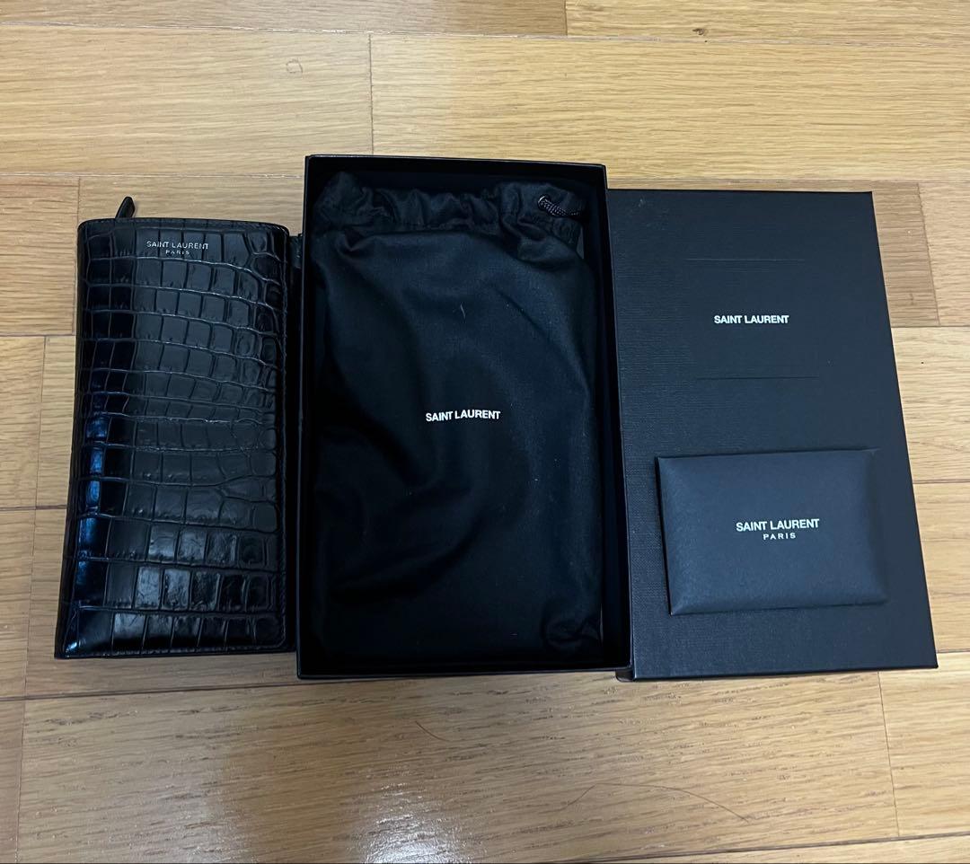 SAINT LAURENT ブラック 長財布　クロコダイル SAINT LAURENT 【SAINT PARIS】サンローラン パリ YSL クロコ型押し