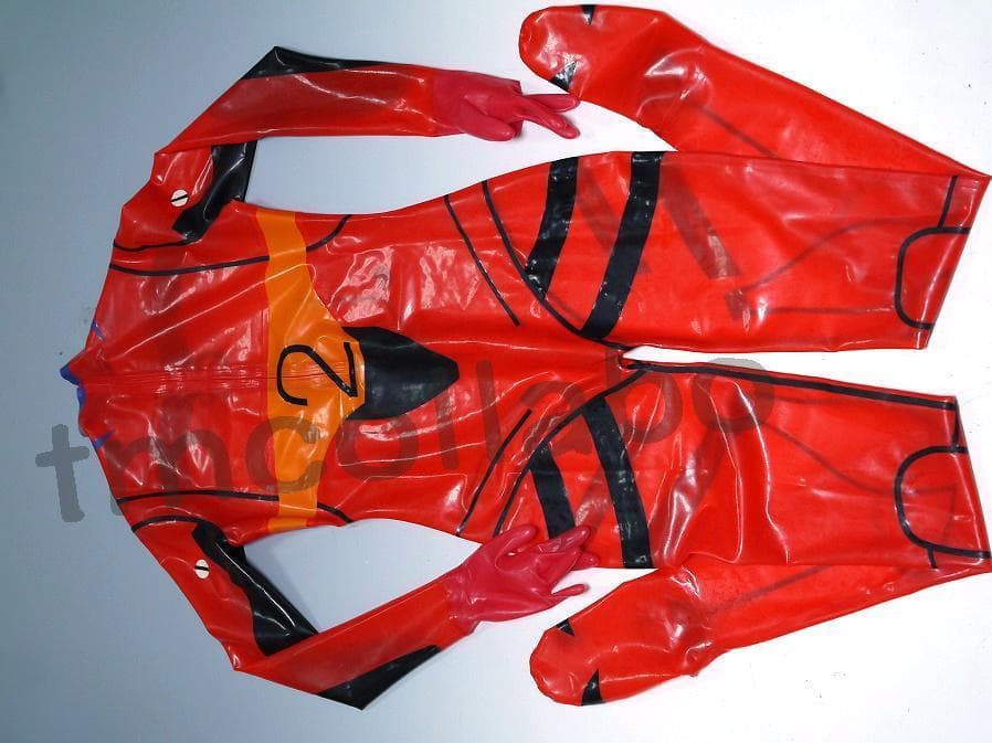 ①ラテックス製エヴァンゲリオン『アスカ』プラグスーツ☆男性XSサイズ