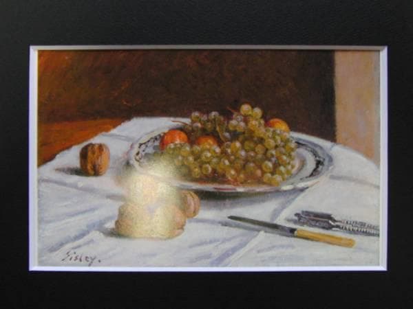 アルフレッド・シスレー、ぶどうとクルミ、希少な額装用画集より、新品高級額装付