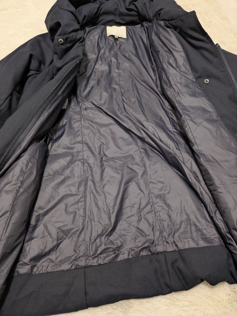 自由区 ショールカラーダウンコート ネイビー XL 女優襟 ジャケット