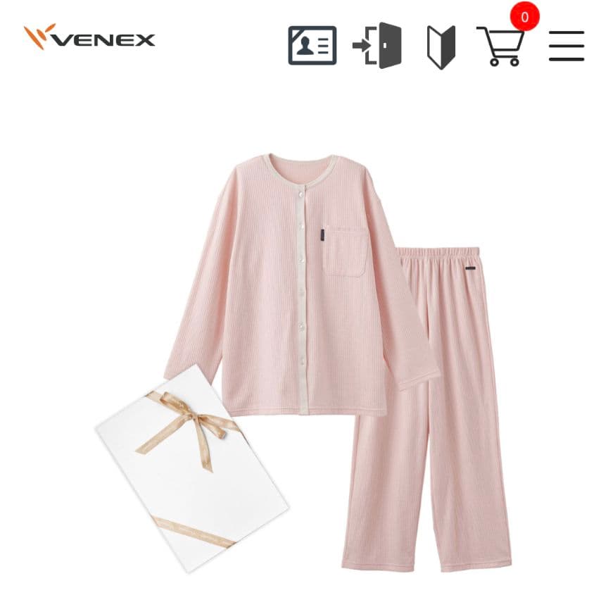 ★VENEX★リカバリーパジャマ★長袖★ M★ライトピンク★