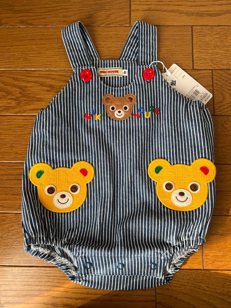 ミキハウス ストライプロンパース S (70-80)