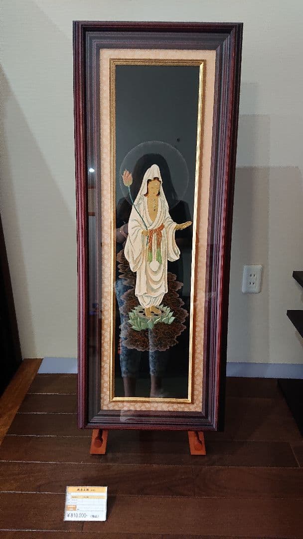 観音 蒔絵 立絵 高級漆絵  ダイヤ入り  展示品  荒木秀峰 新品 美術品