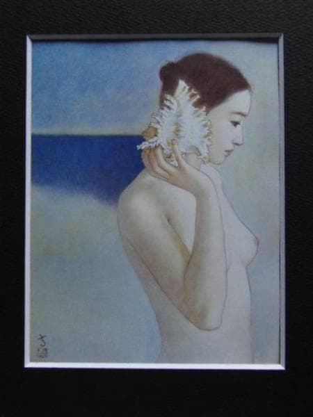 高塚省吾、【潮騒】、希少な額装用画集より、新品額装付、状態良好