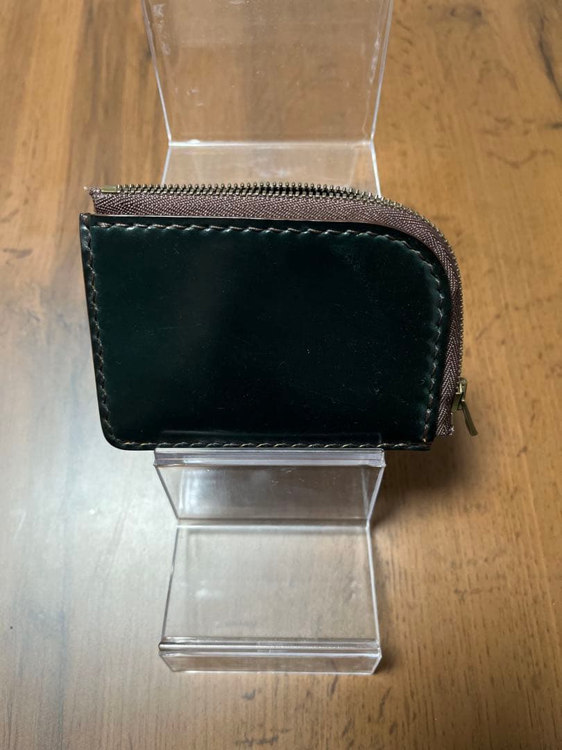 ホーウィンシェルコードバン　ケース　グリーン　スタンプ有