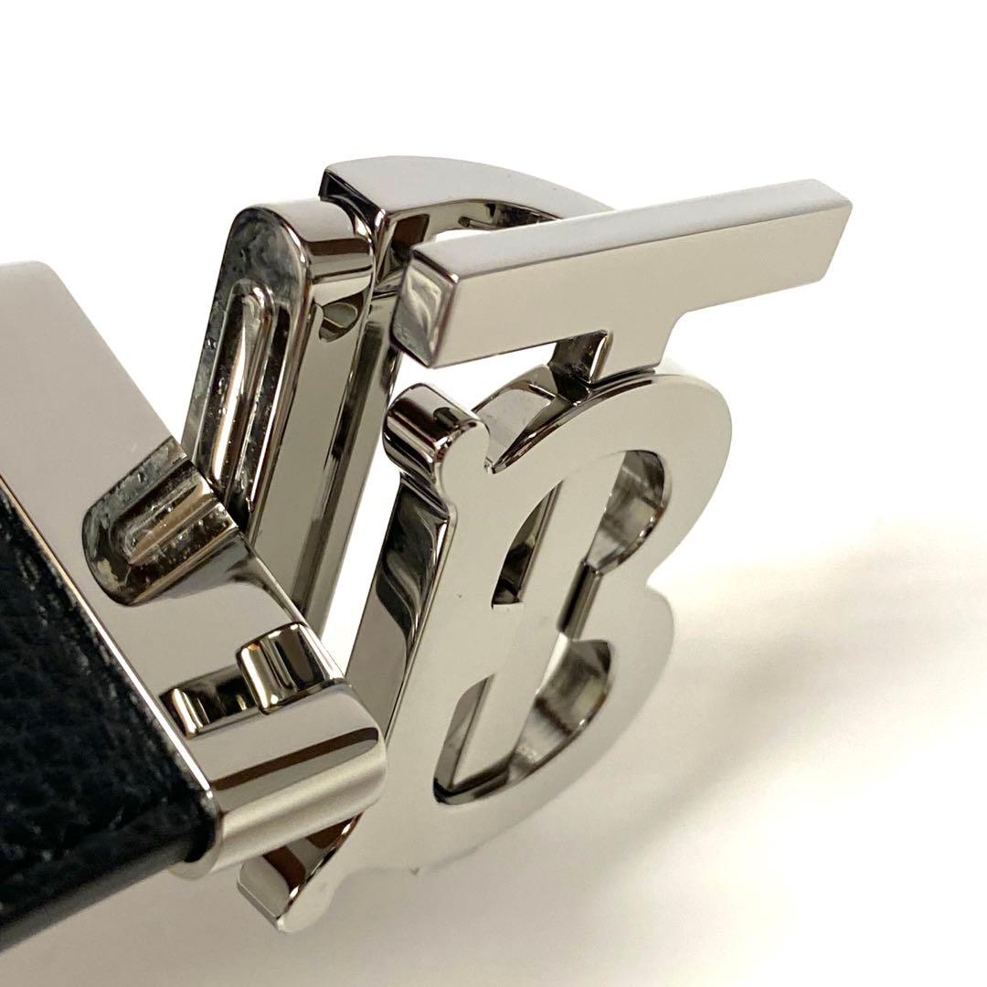 試着程度 定価8.3万 バーバリー リバーシブル レザー TBベルト TBロゴ