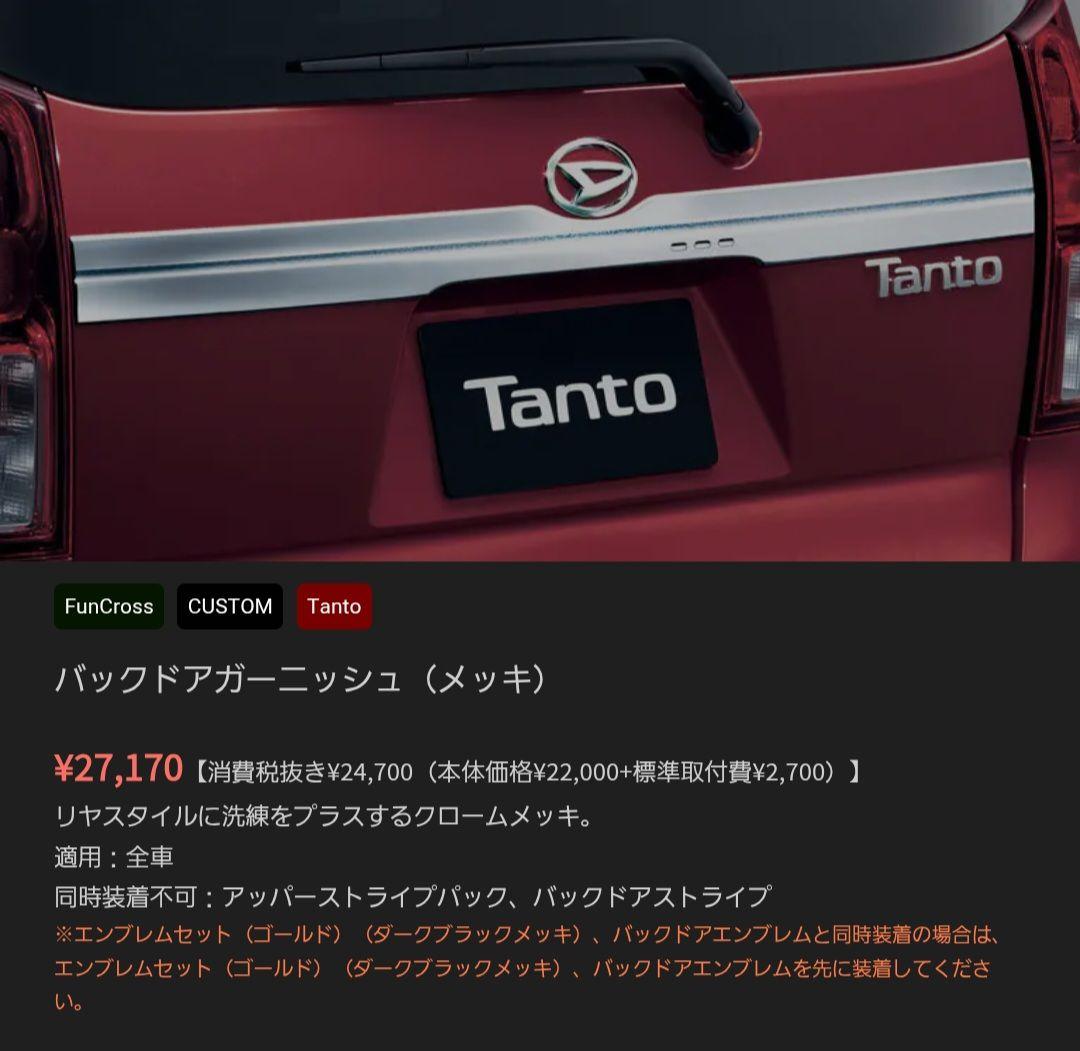 タント　バックドアガーニッシュ タント タント/TANTO/LA650S/LA660S 前期：純正 バックドア