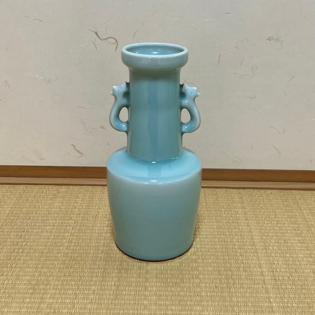 花瓶 青磁鳳凰耳瓶 フラワーベース - メルカリ