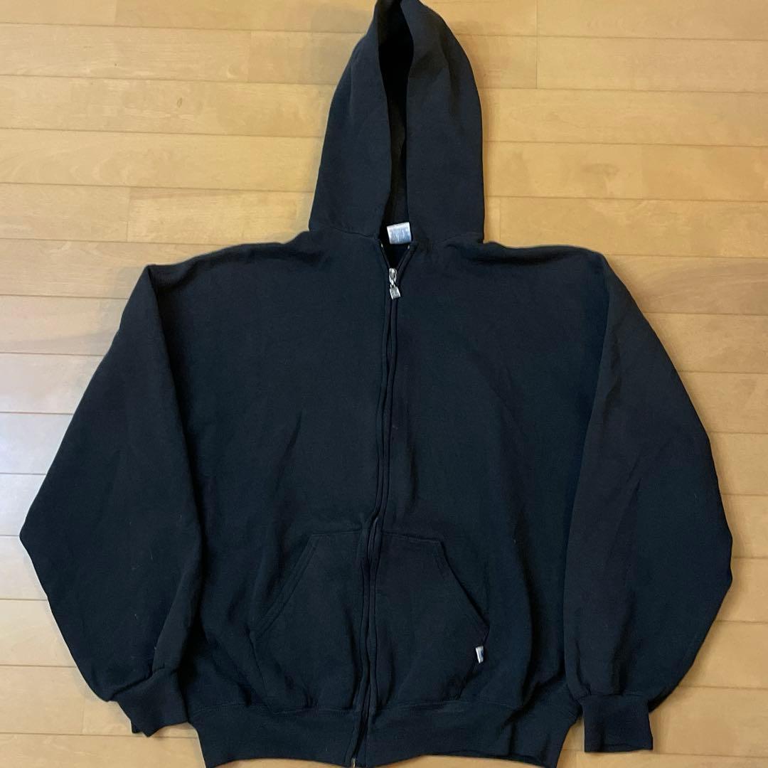 古*)様 XL 黒 USA製 ラッセル パーカー フルジップ RUSSEL ラッセル 90年代 USA製 スウェットパーカー ジップパーカー