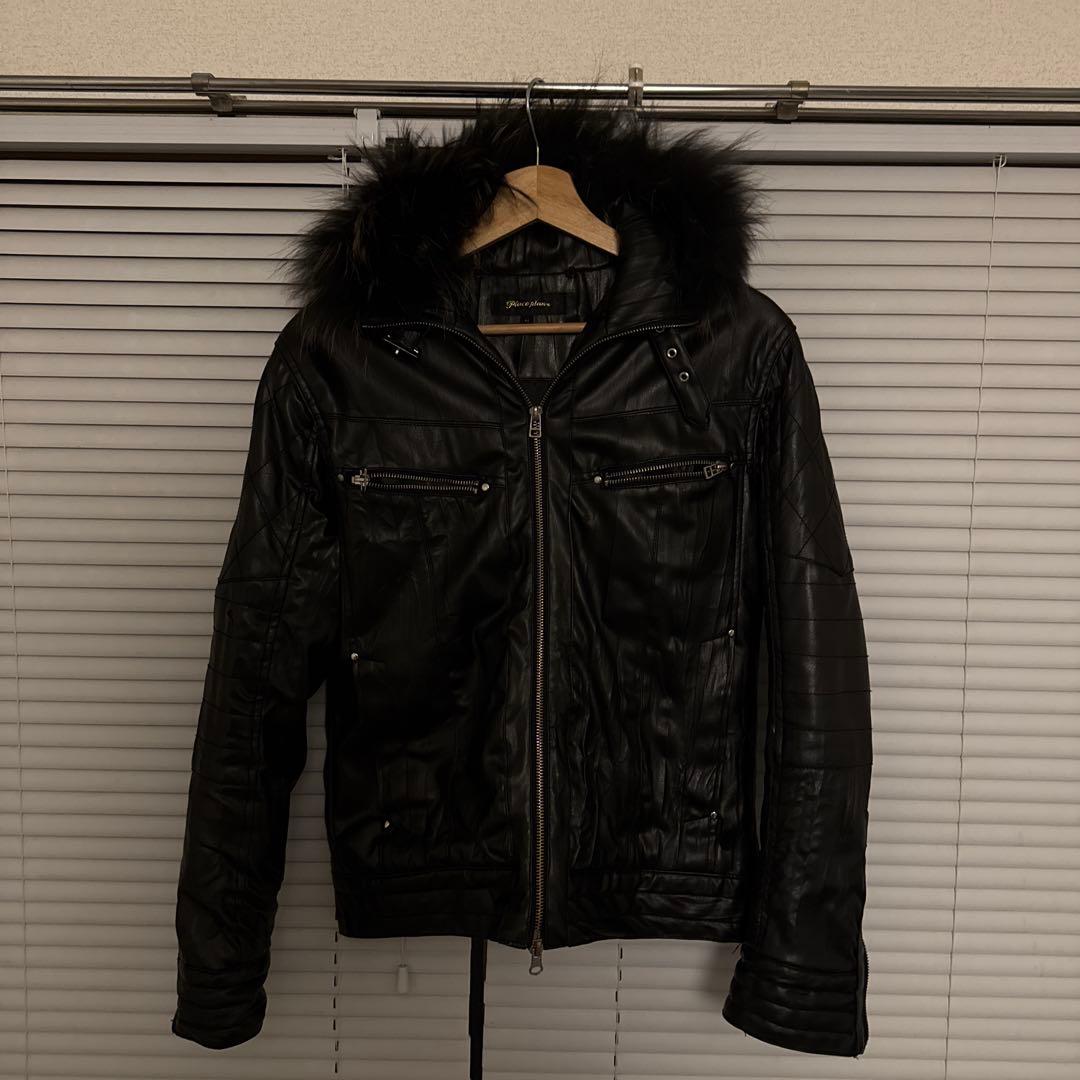 黒　レザー　平成　ライダース　ジャケット ファー