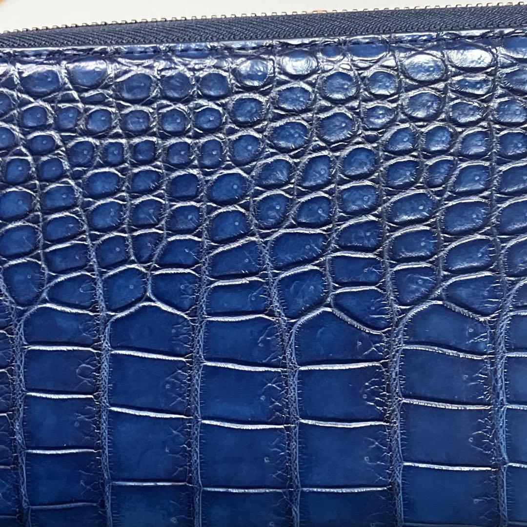 美品】池田工芸 藍染め クロコ 長財布ビックウォレット 内装ゴールド