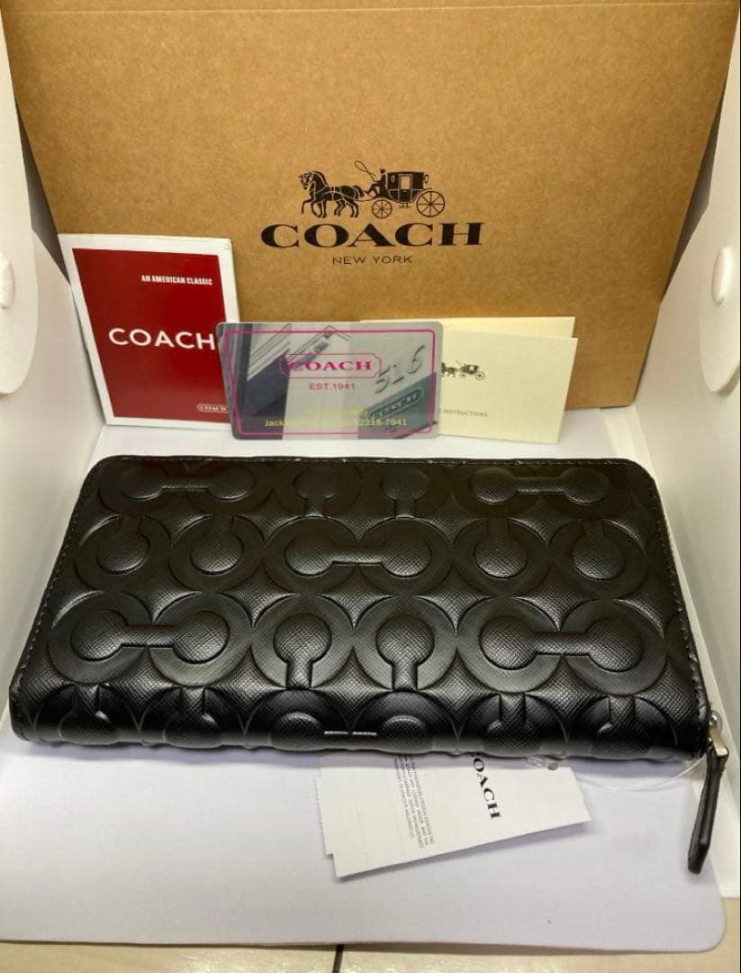 COACH コーチ F60735 長財布 エンボス　レザー　ブラック コーチ COACH 長財布メンズ エンボス 黒 ブラック F60735｜Yahoo