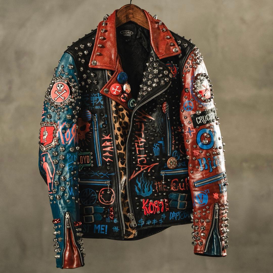 激レア 好配色 ハイクオリティ鋲ジャン カスタムライダース パンク