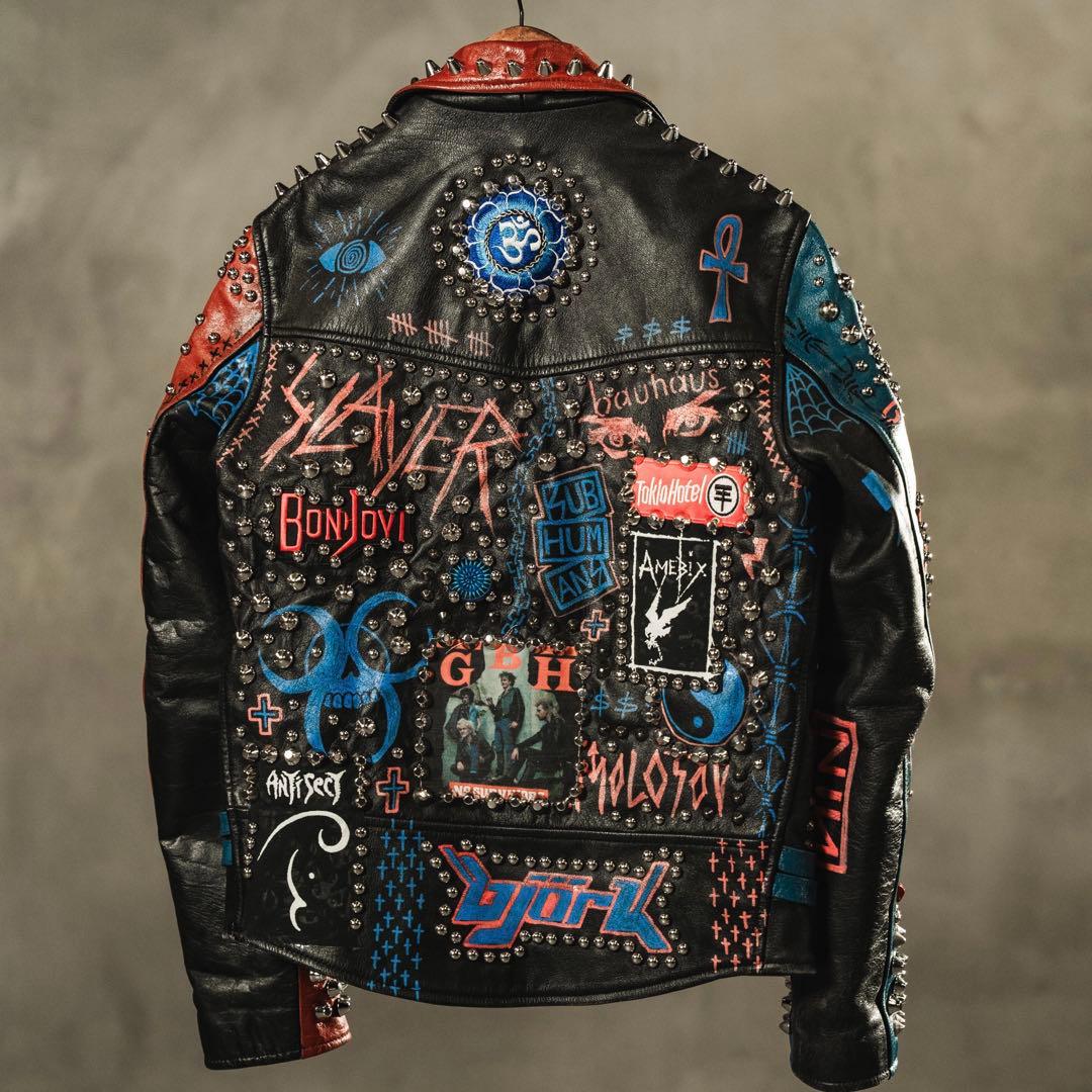 激レア 好配色 ハイクオリティ鋲ジャン カスタムライダース パンク